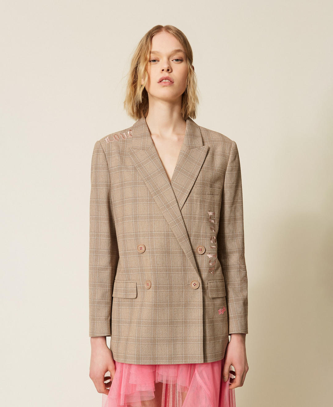Blazer MYFO à carreaux avec broderie