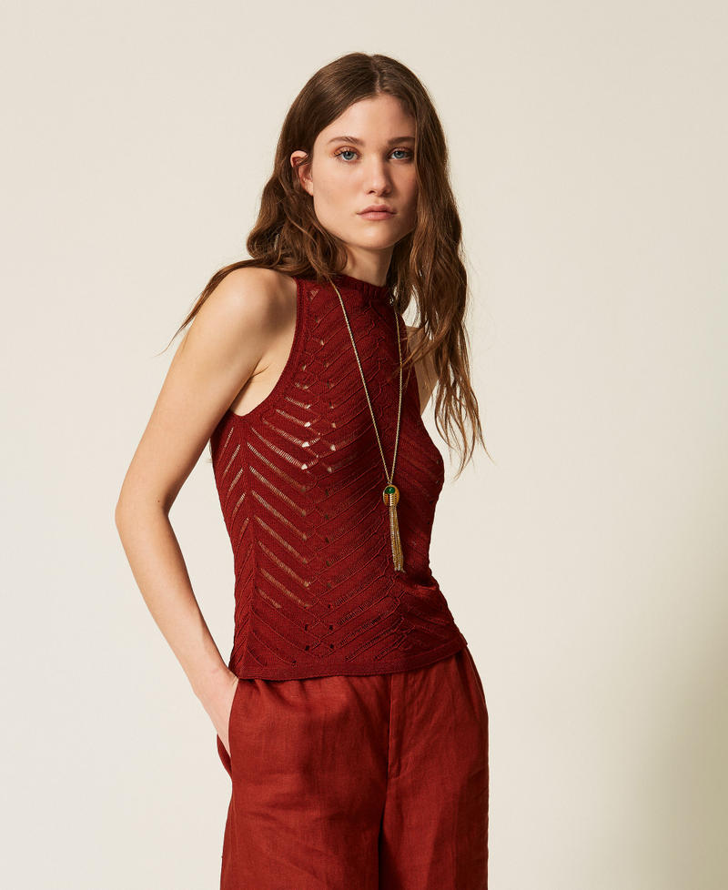 Stricktop mit Zickzack-Muster "Henna" Brown Frau 261TT3103_13332_01