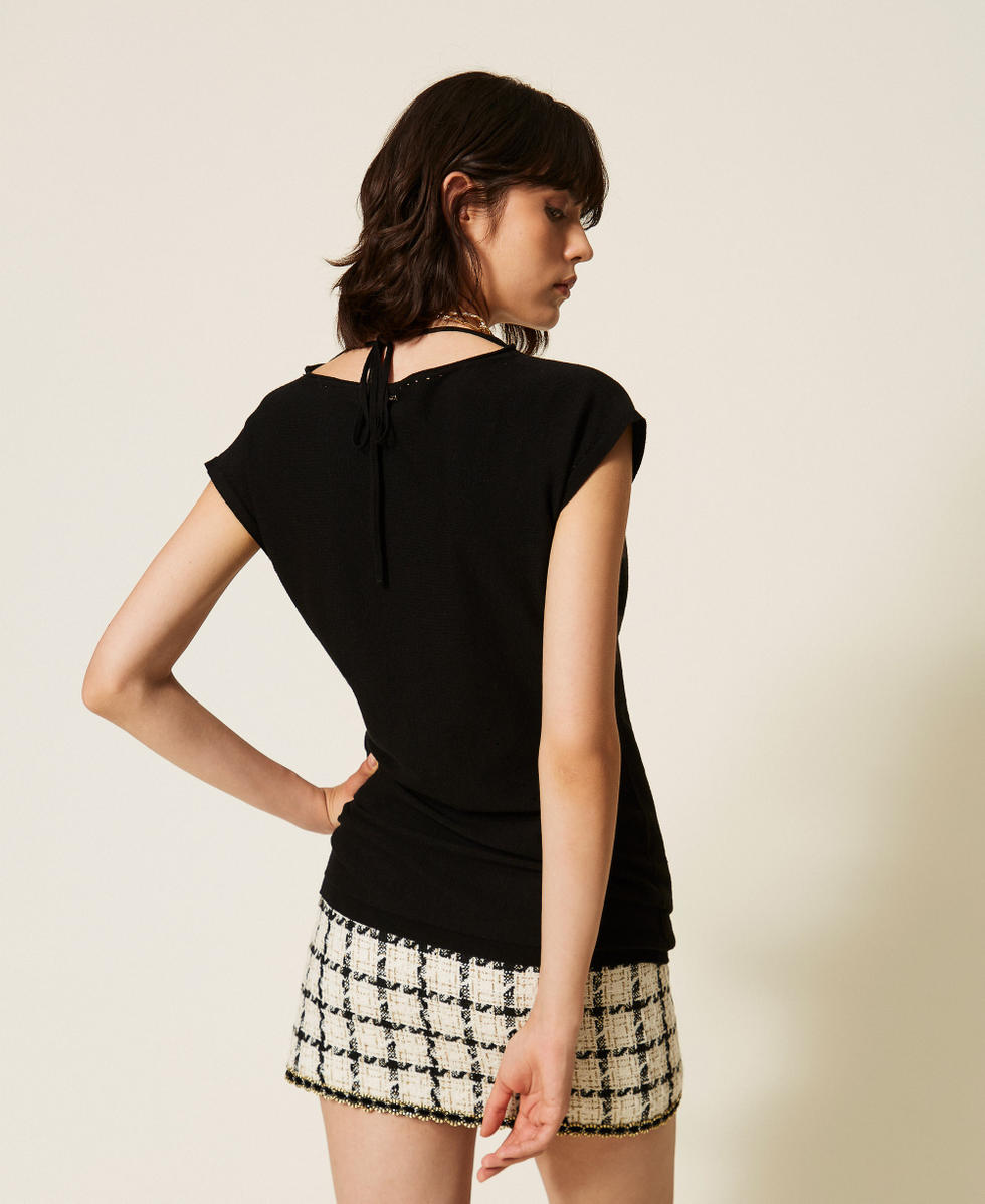 Maxi-Pullover mit Faltenwurf Schwarz Frau 262TP3Q12_00006_03