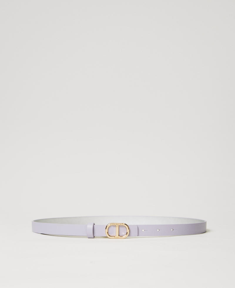 Thin reversible leather belt Two-tone Lilac Bloom/Silver Woman 251TO5051_12408_01