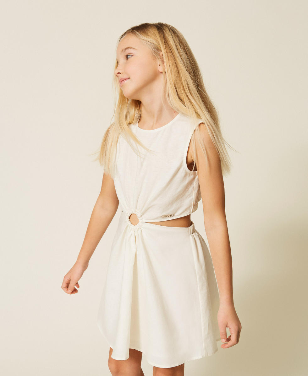 Short linen dress with cut-out Off White Girl 261GJ2032_00526_01