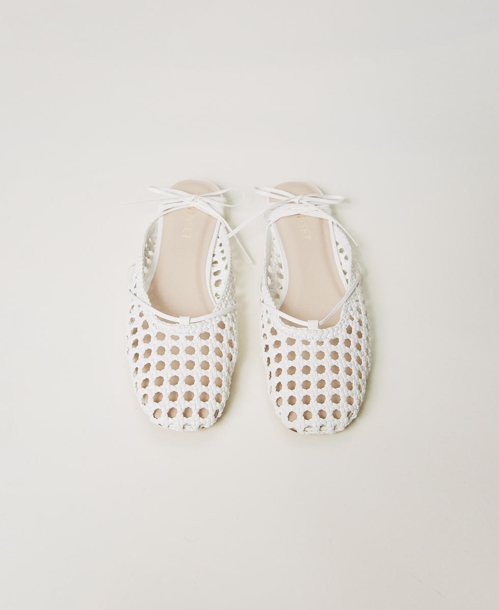 Mesh ballet flats with a woven upper Sugar White Woman 251LMT014_00632_04
