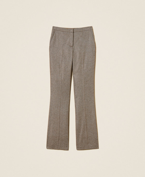 Pantalon évasé en laine mélangée avec lurex