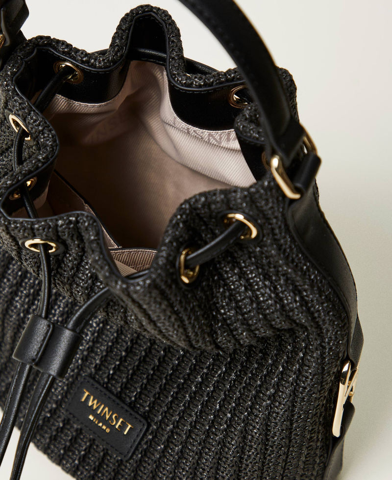‘Grace’ faux straw bucket bag Black Woman 251TB7381_00006_04