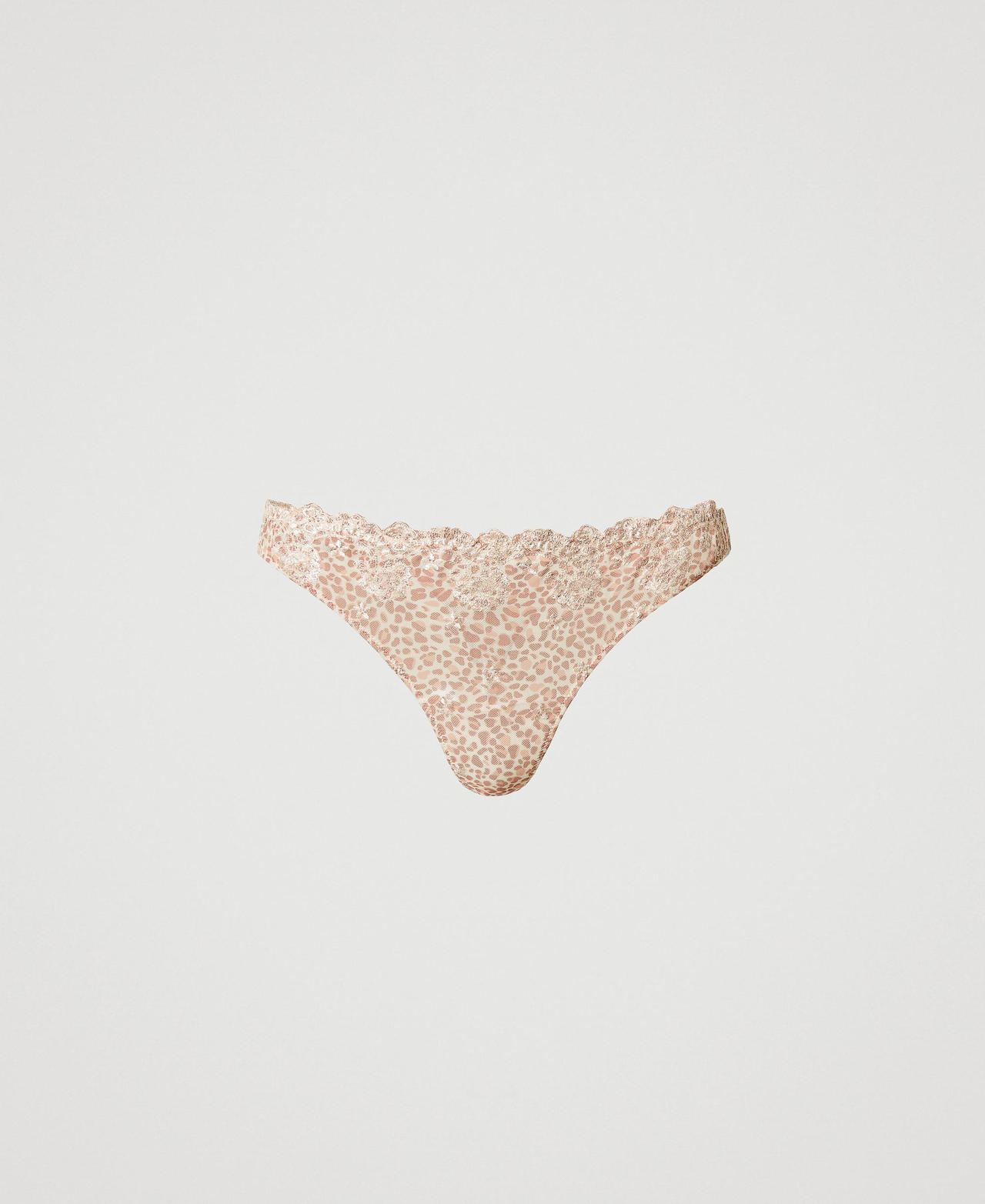 Scee by twin set Slip perizoma in tulle animalier
