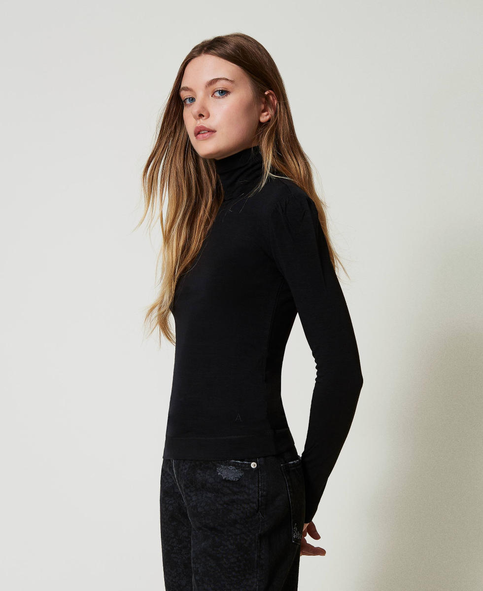 Slim fit turtleneck T shirt Woman Black TWINSET Milano