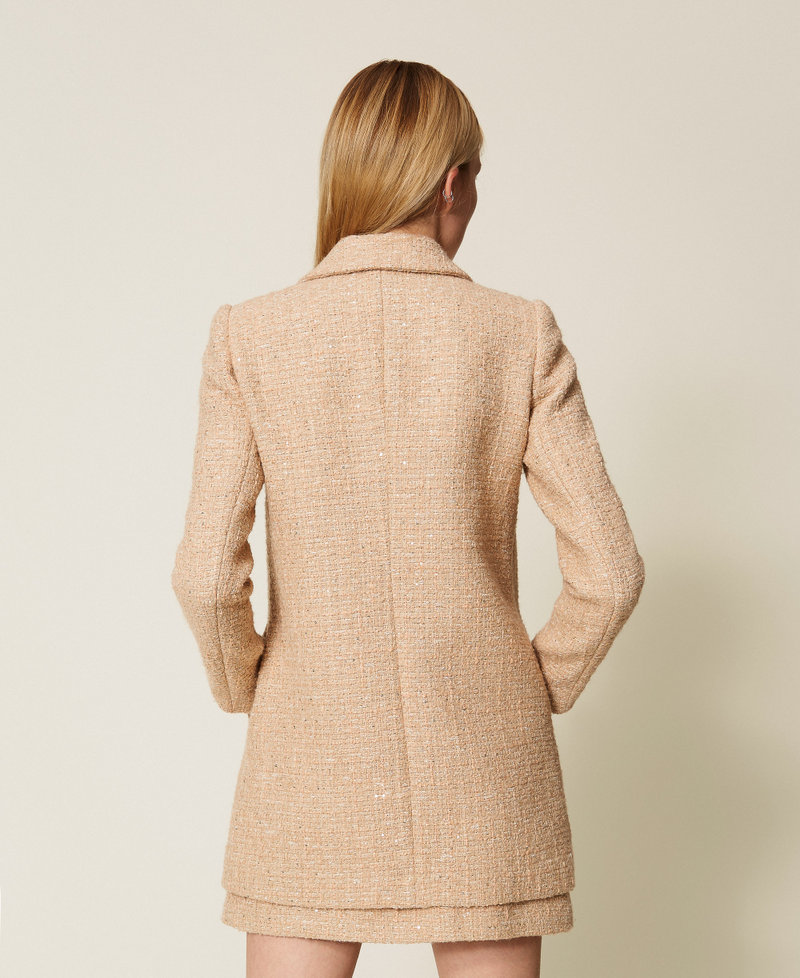 Bouclé coat with sequins Beige/Gold Bouclé Woman 252TP2141_12778_04