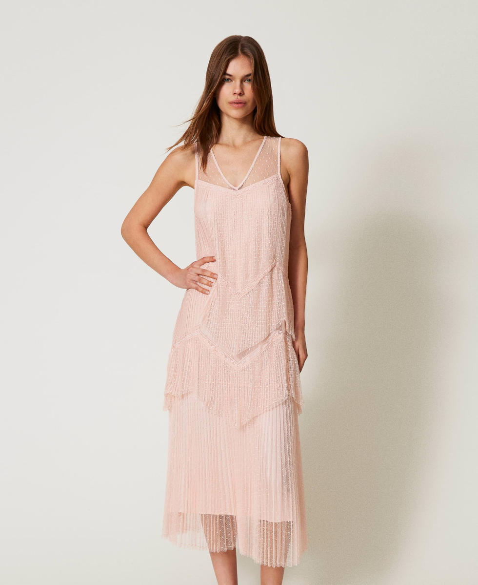 【一部予約販売中】 Long TWINSET | Pink Woman, flounces pleated with dress tulle トップス