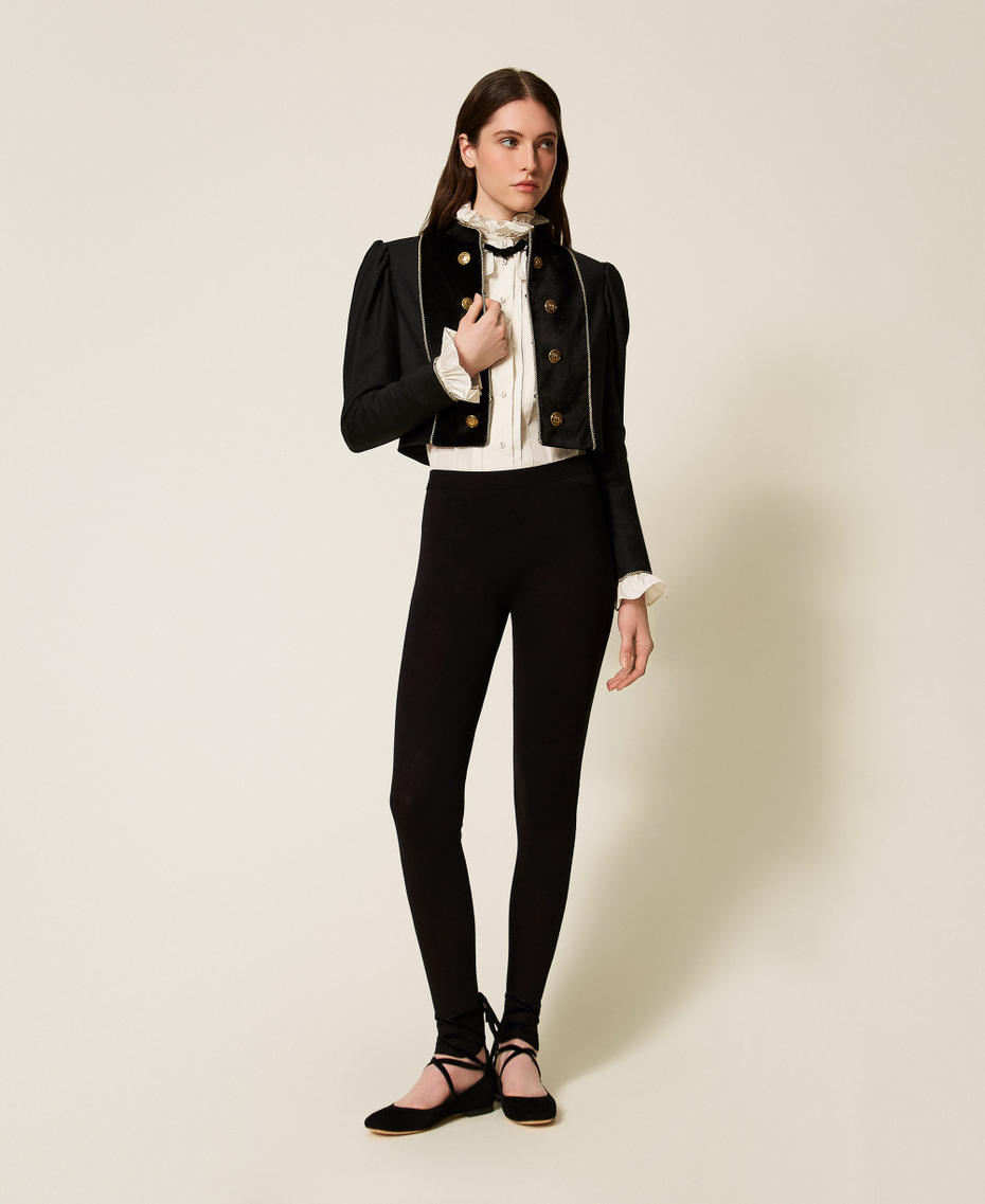 Giacca in misto lana e velluto Nero Donna 252TS2040_00006_T0