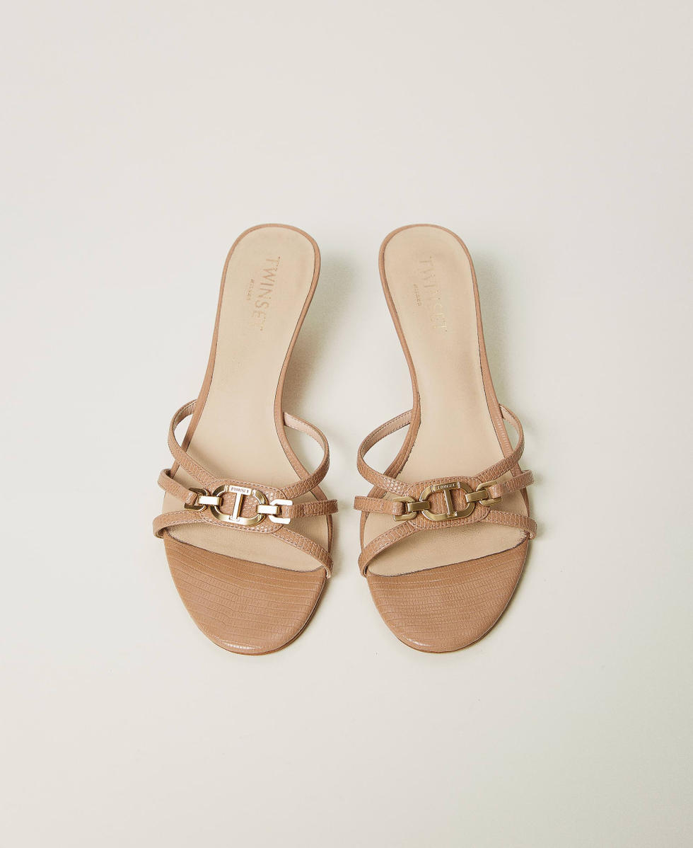 Sandalias mules con Oval T Camel Mujer 251TCP102_00044_04