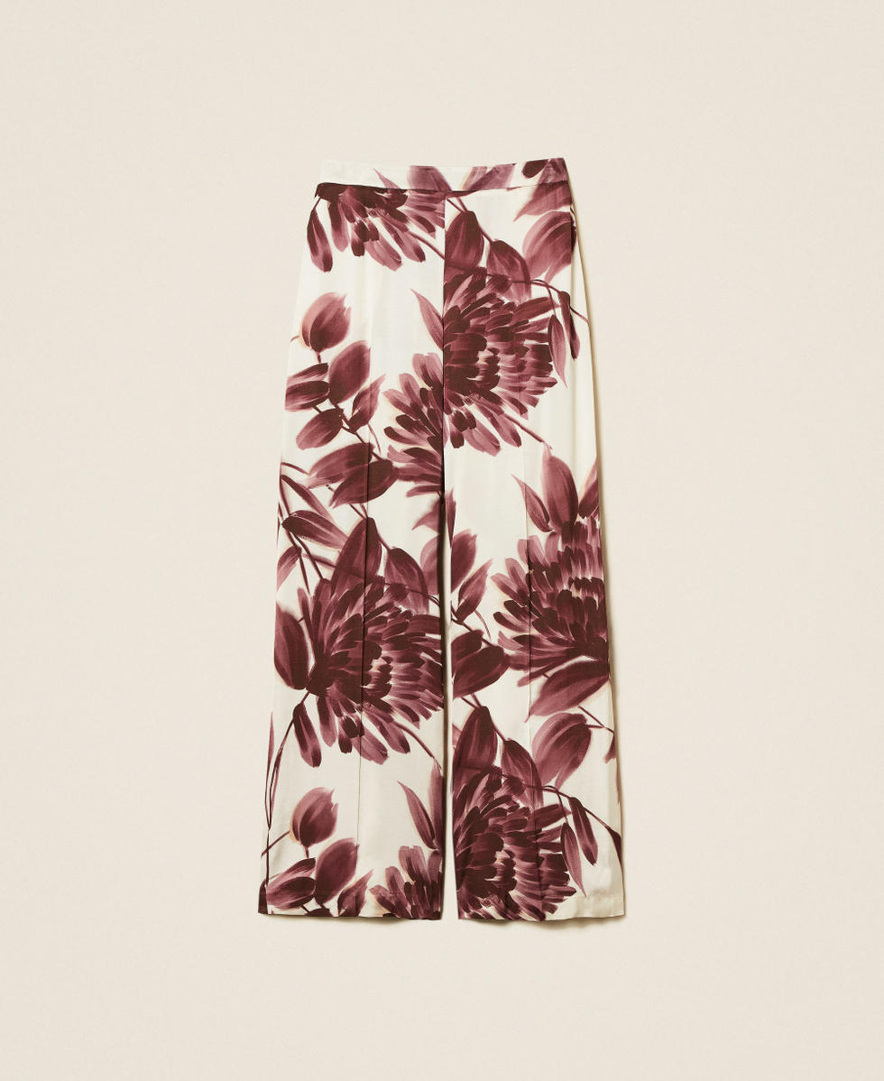 Wide trousers with floral print