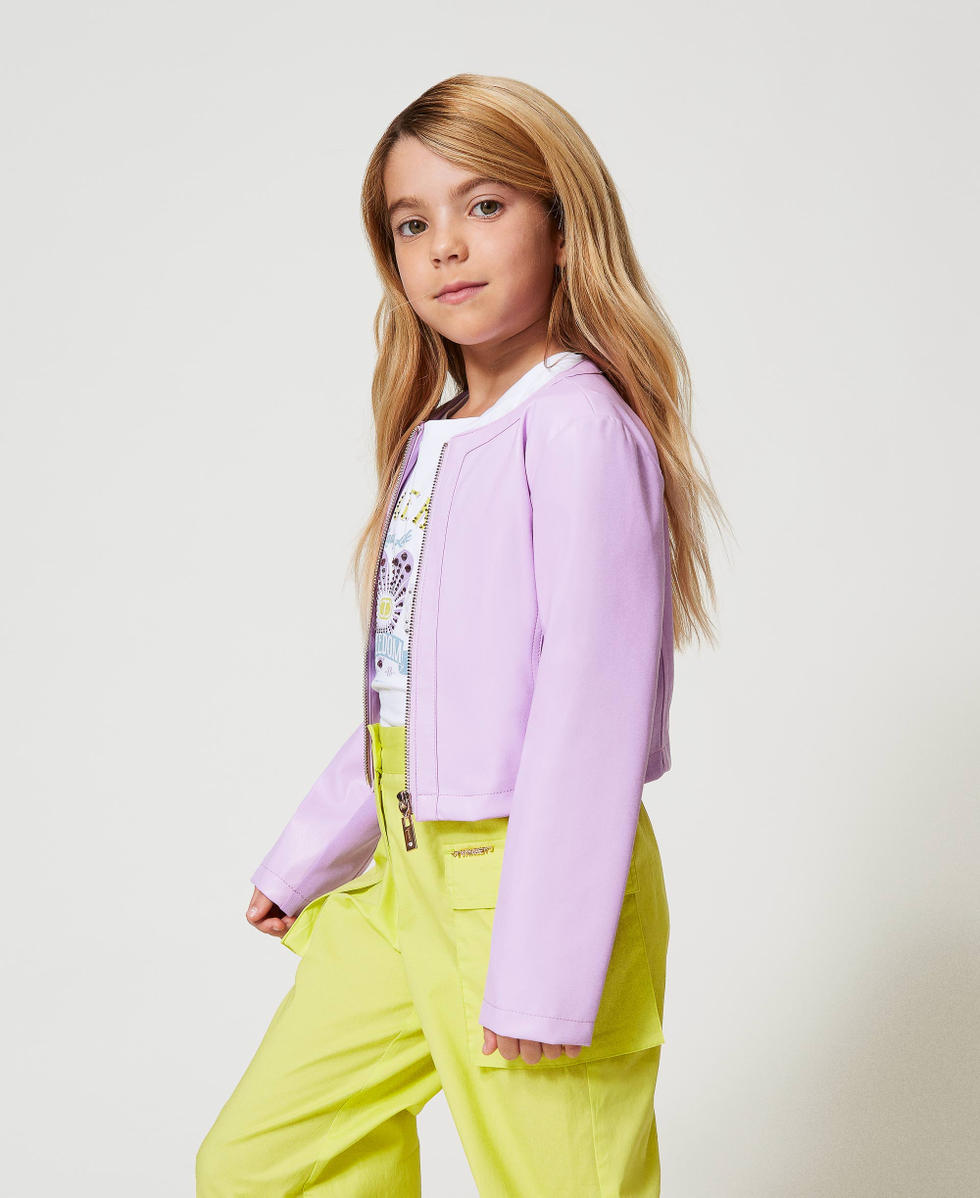 Cropped-Jacke aus Lederimitat Pastel Violet M&auml;dchen 251GJ2560_11862_02