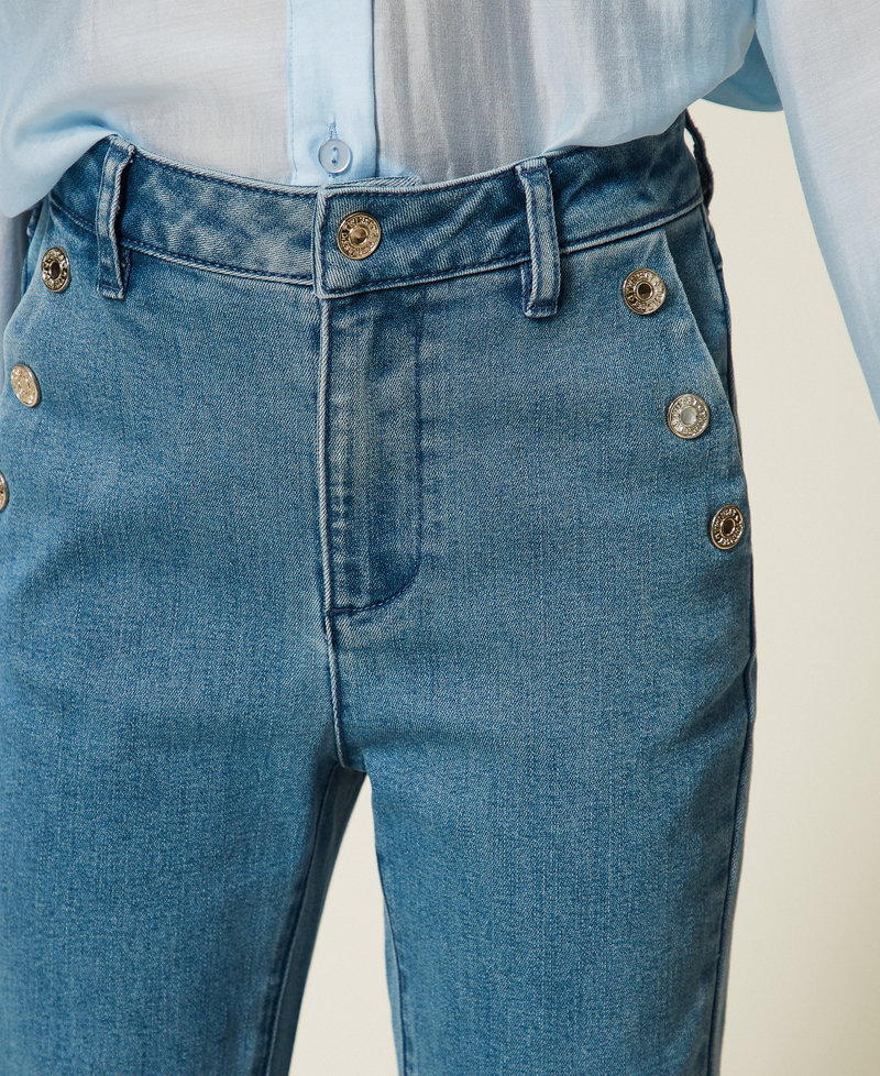 Flared jeans with buttons Medium Blue Denim Girl 261GJ2062_03451_04