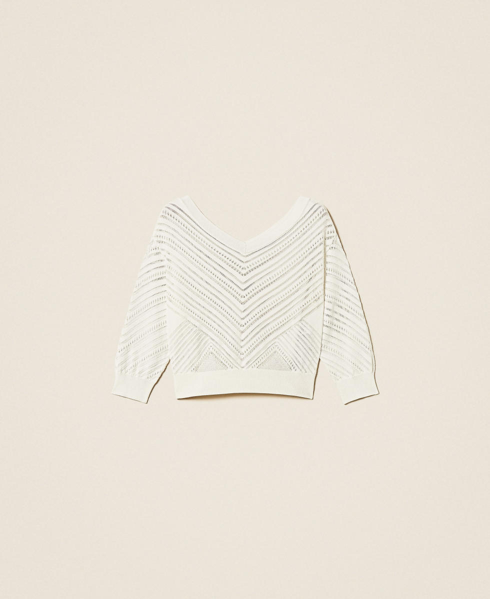 Pull ajour&eacute; avec chevrons Off White Femme 261AT3040_00526_S0