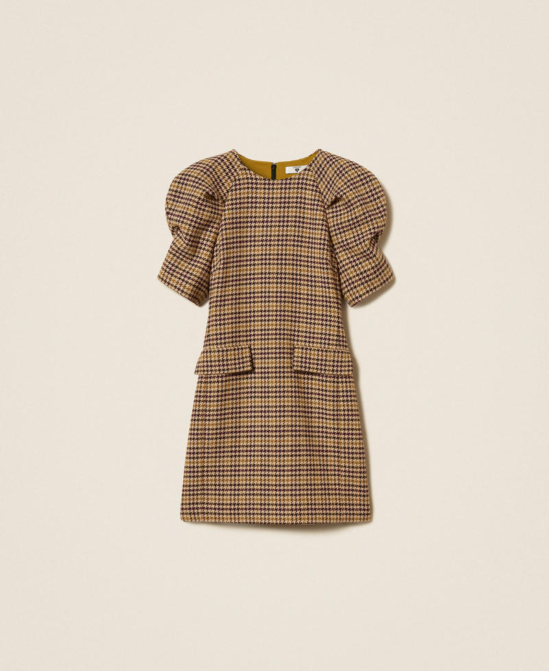 Short houndstooth jacquard dress Multicolour Houndstooth Woman 262LI2BDD_13755_S0