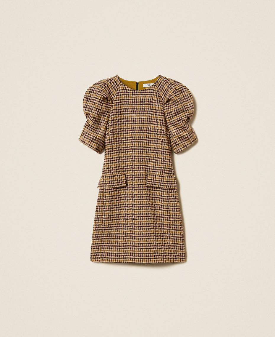 Short houndstooth jacquard dress Multicolour Houndstooth Woman 262LI2BDD_13755_S0