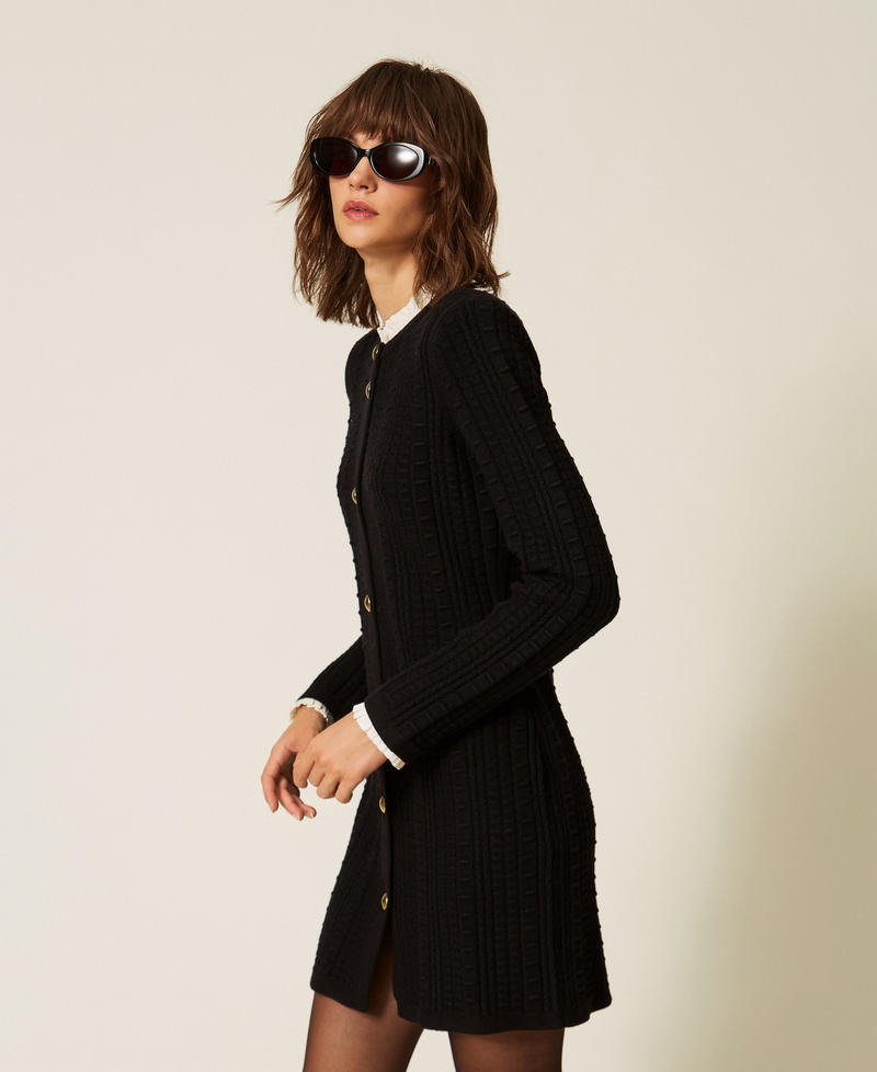 Abito-cardigan corto con bottoni in metallo Nero Donna 262TP3100_00006_02