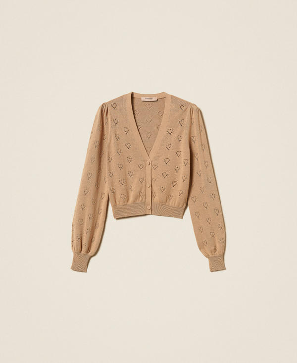Knit cardigan with heart pattern