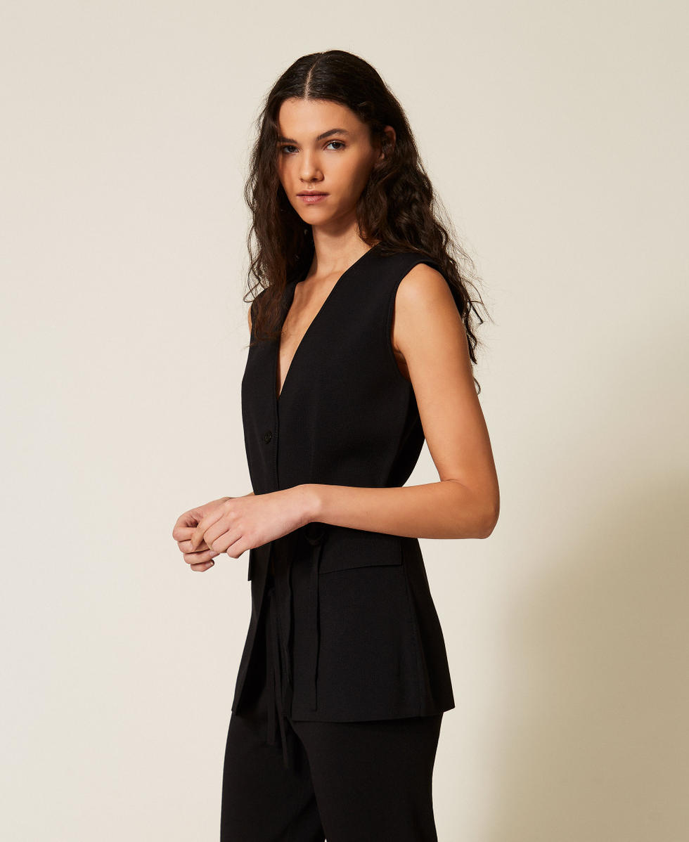 Gilet fitted in maglia Nero Donna 261LL3LCC_00006_02