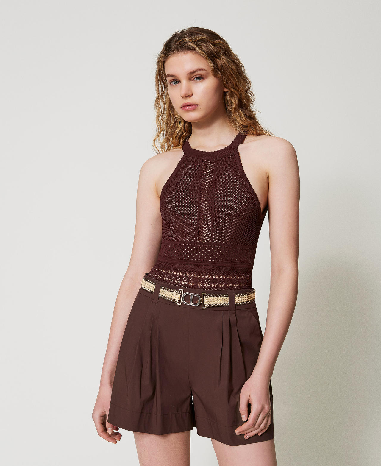 Body en maille avec m&eacute;lange de points Chocolate Lab Femme 251TT3311_10780_01