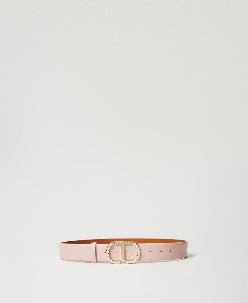 Belt with Oval T buckle with pearls Parisienne Pink Woman 251TA4450_00714_01