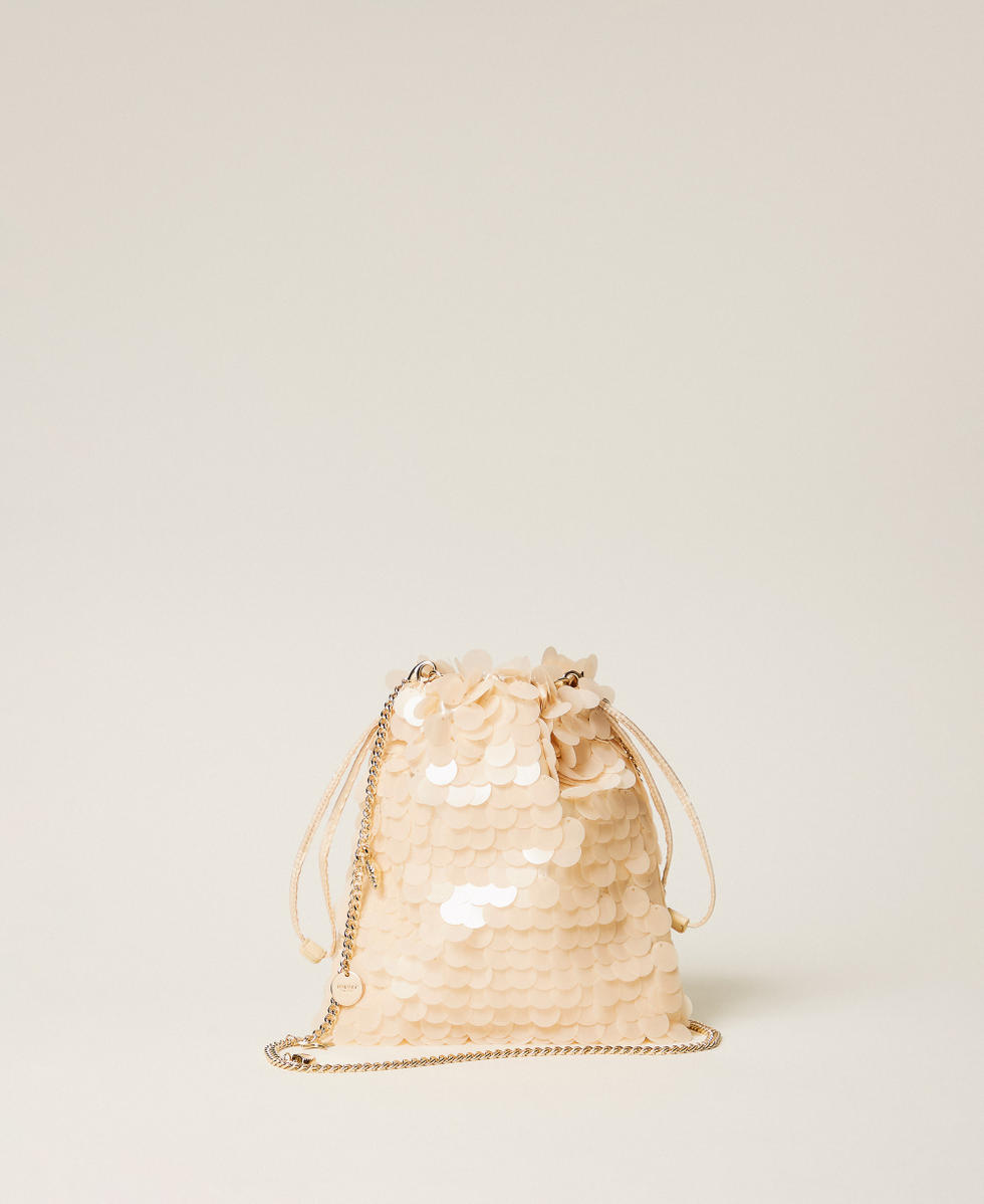 Satin clutch with sequins