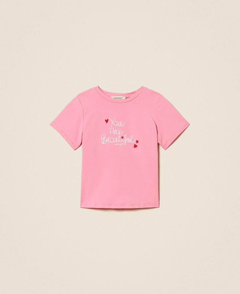 Camiseta baby con bordado Bordado Aurora Pink / Blanco Roto Ni&ntilde;a 261GB2181_13367_S0
