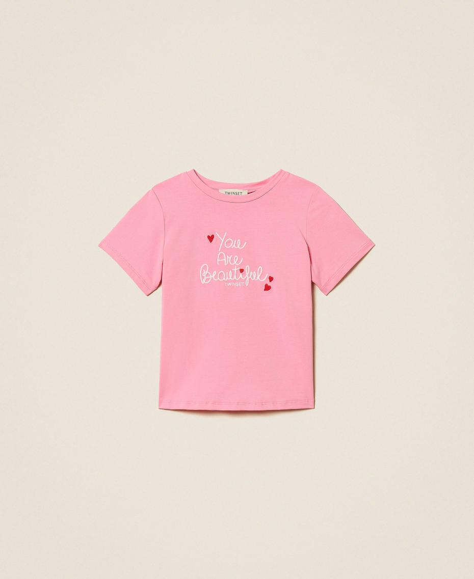 Camiseta baby con bordado Bordado Aurora Pink / Blanco Roto Ni&ntilde;a 261GB2181_13367_S0
