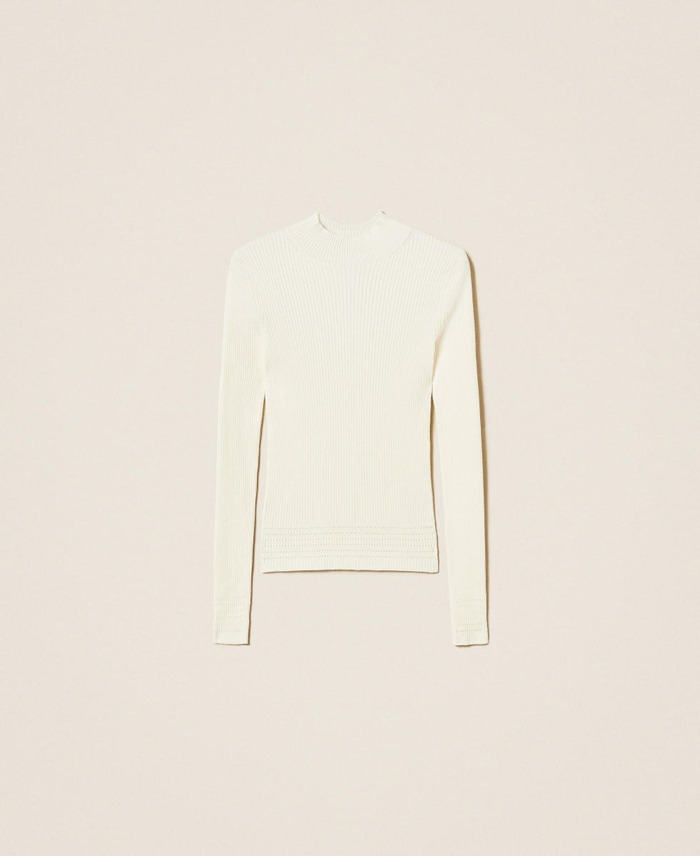 Rib knit turtleneck jumper