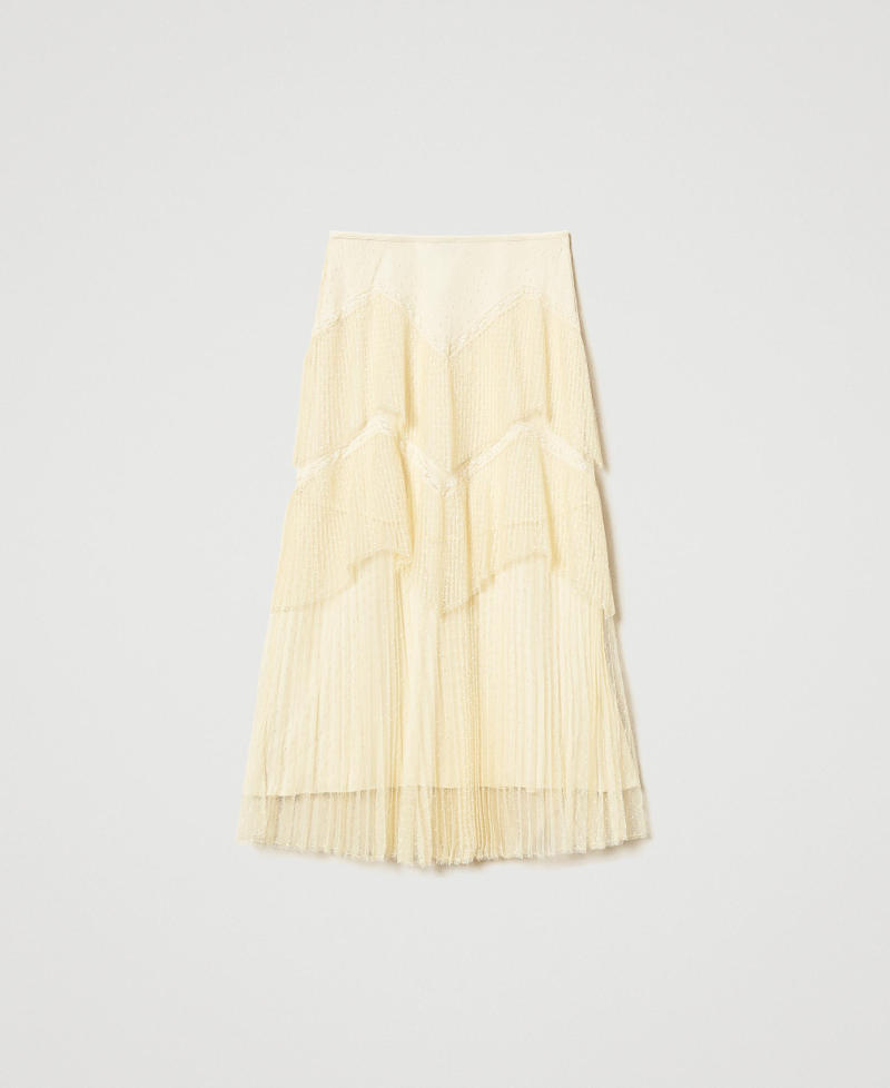 Long tulle skirt with pleated flounces Vanilla Woman 251TP2512_12143_0S