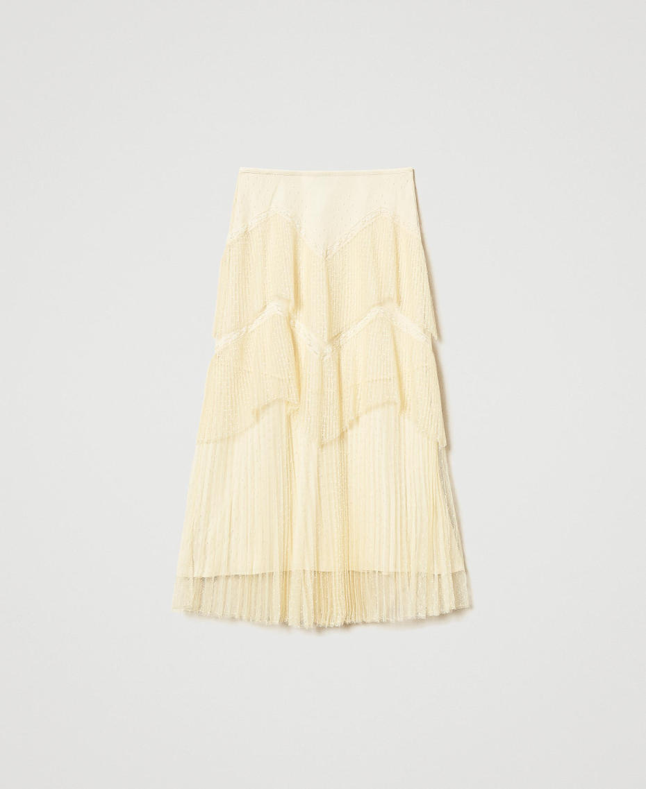 Long tulle skirt with pleated flounces Vanilla Woman 251TP2512_12143_S0