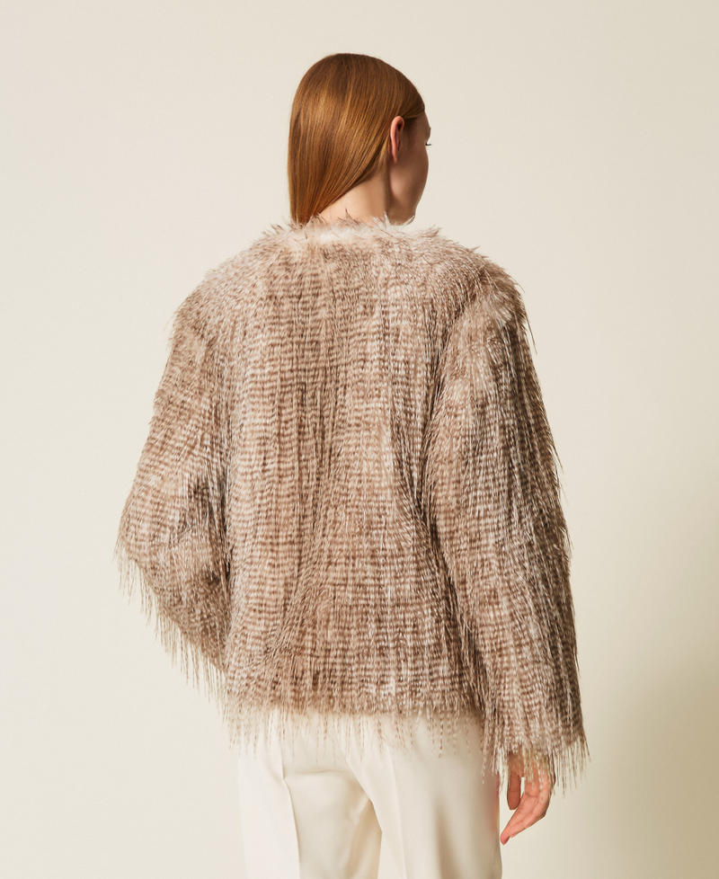 Blouson en fausse fourrure imprimée Beige « Shaded Toasted Coconut » Femme 252AP2541_12662_03