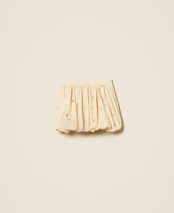 Mini-Ballonrock aus Popeline mit Stickerei