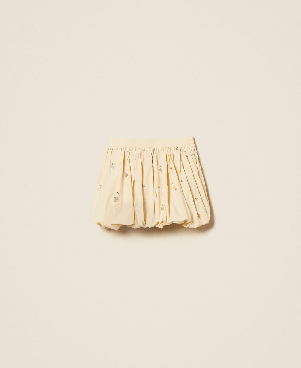 Poplin balloon miniskirt with embroidery