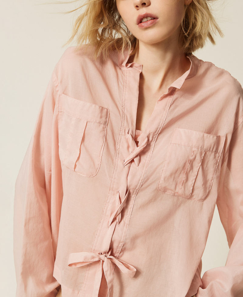 Muslin shirt with ties "Dance" Pink Woman 261TF2052_00816_05