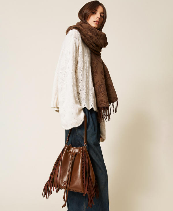 Borsa a secchiello 'Melrose' con frange