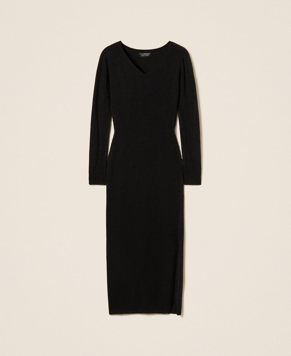 Maxikleid aus Treeblend-Garn Schwarz Frau 252TP3330_00006_S0