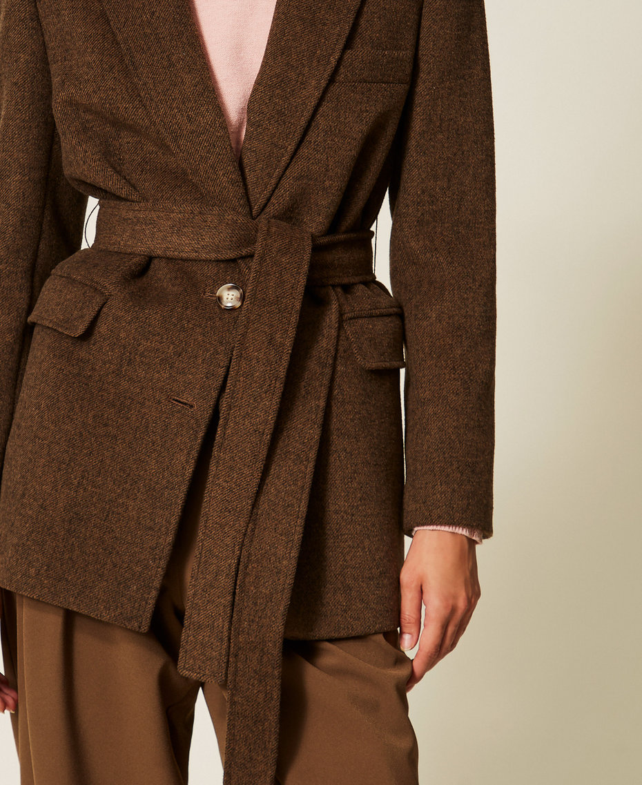 Blazer aus Velourstuch Mocha Melange Frau 262LI2DCC_13881_05