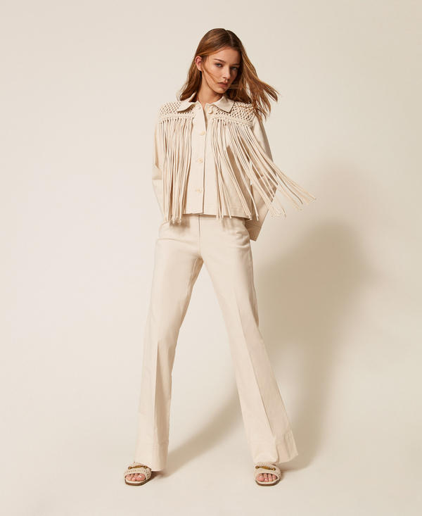 Bull denim jacket with fringes