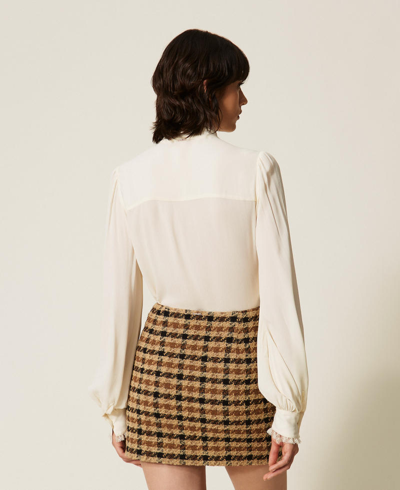 Check boucl&eacute; miniskirt Brown/"Nut" Brown/Gold Check Boucl&egrave; Woman 262TT2351_14021_05