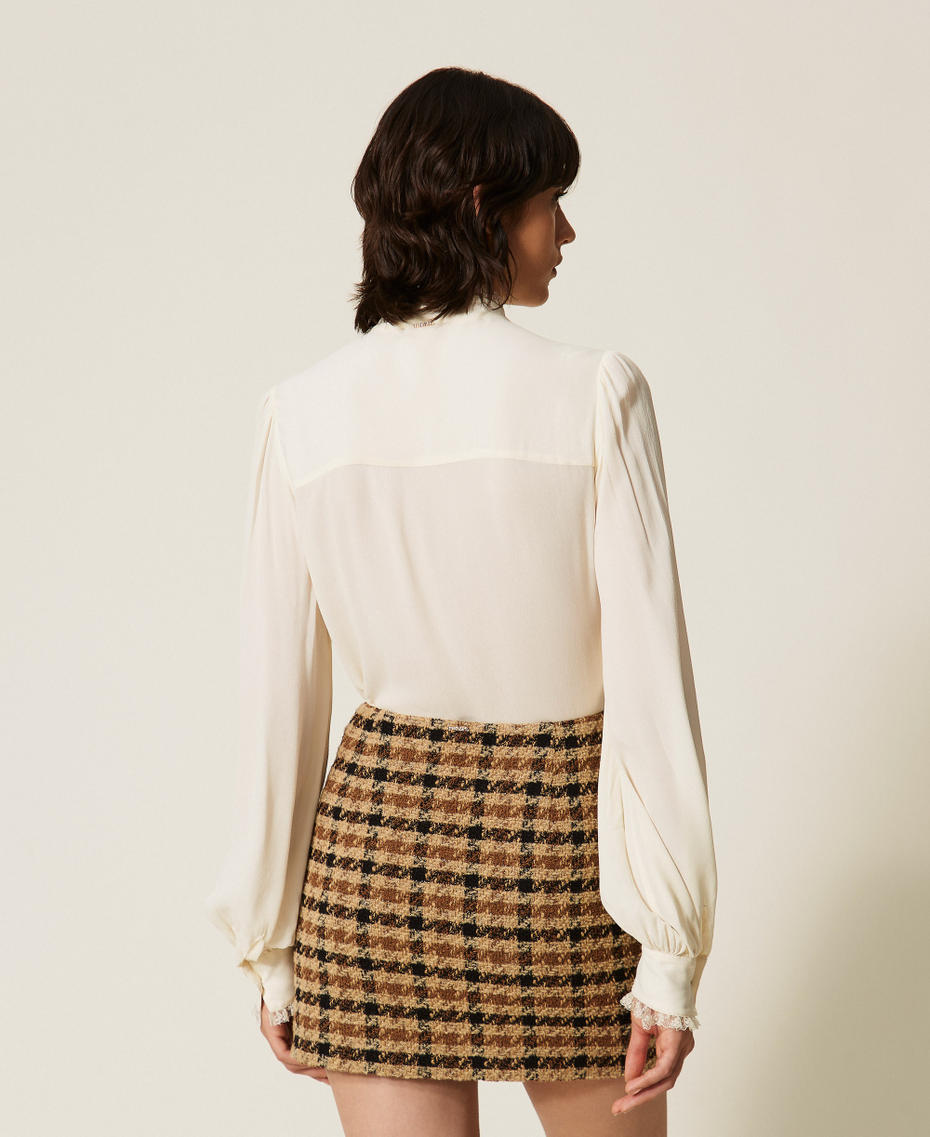 Check boucl&eacute; miniskirt Brown/"Nut" Brown/Gold Check Boucl&egrave; Woman 262TT2351_14021_05