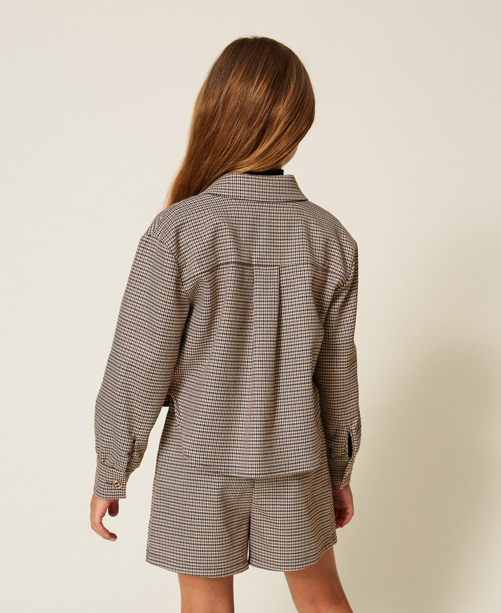 Camisa oversize de pata de gallo Pata de Gallo Camel Ni&ntilde;a 252GJ2102_12717_03