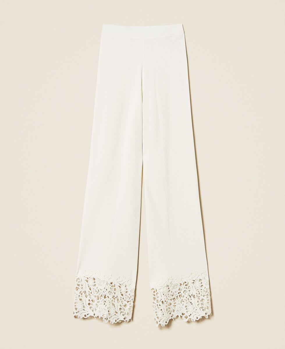 Knit trousers with lace