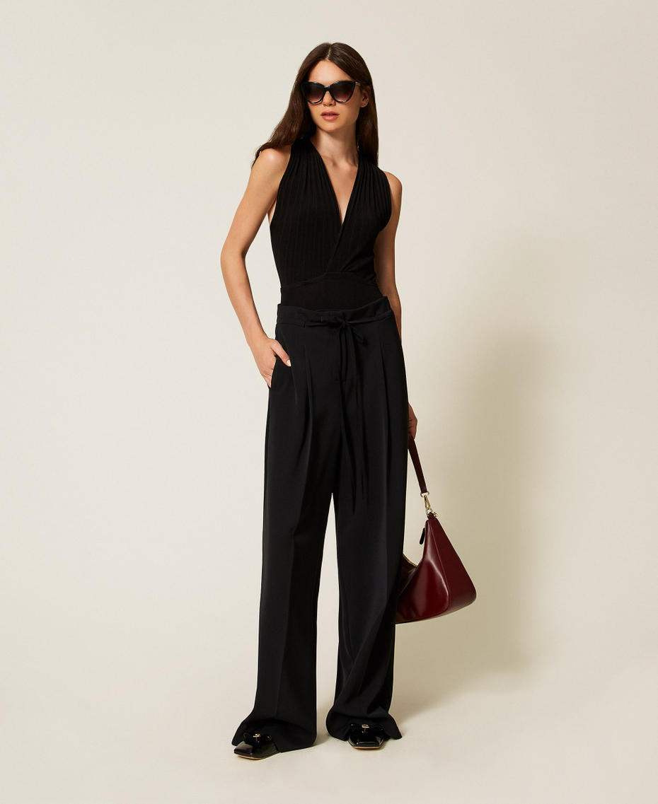 Palazzo trousers with drawstring Black Woman 252TF2011_00006_T0