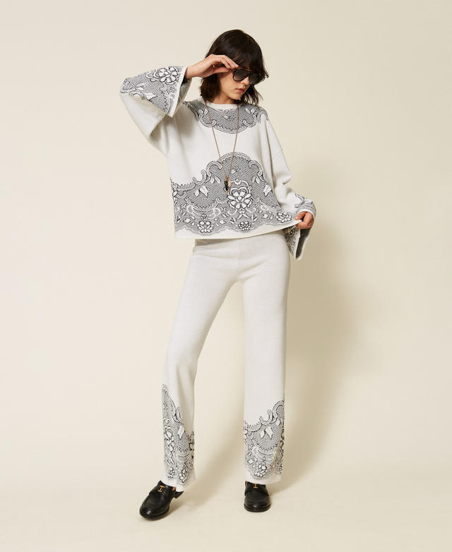 Pantalon en maille jacquard de laine mélangée