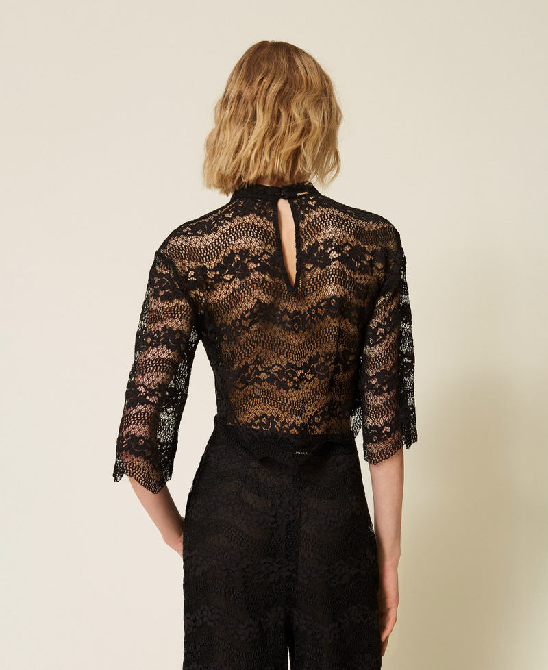 Blusa in pizzo macram&egrave; Nero Donna 261TP2900_00006_03
