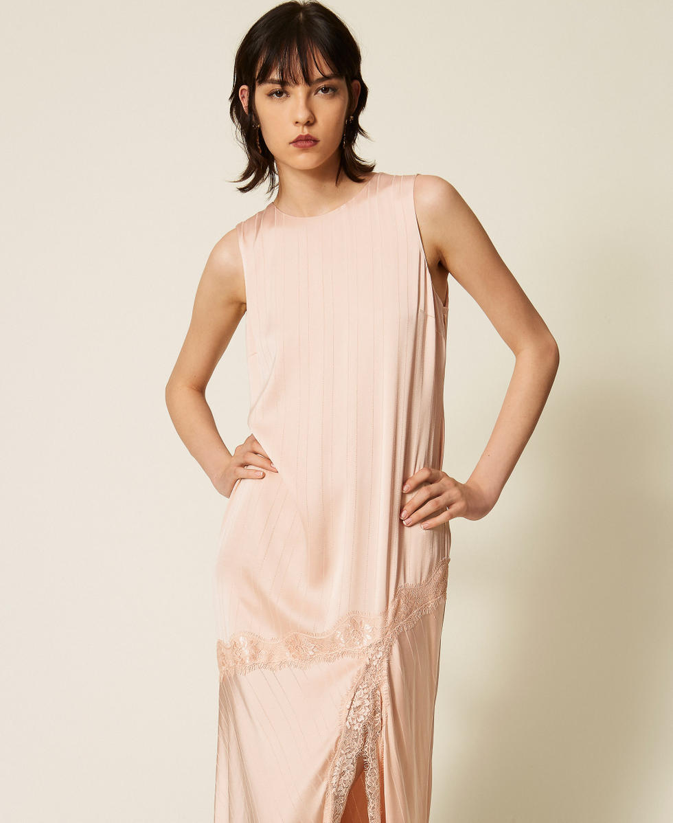 Abito lungo in raso e pizzo Rosa "Peachy Keen" Donna 262TP2120_11947_04