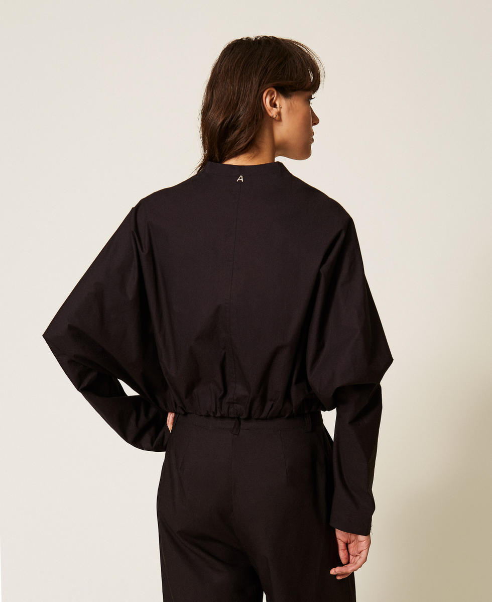 Bomber en popeline recycl&eacute;e Noir Femme 261AP2080_00006_03
