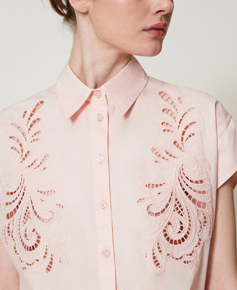Camicia in popeline con ricamo Rosa Cupcake Donna 251TP2171_00178_04