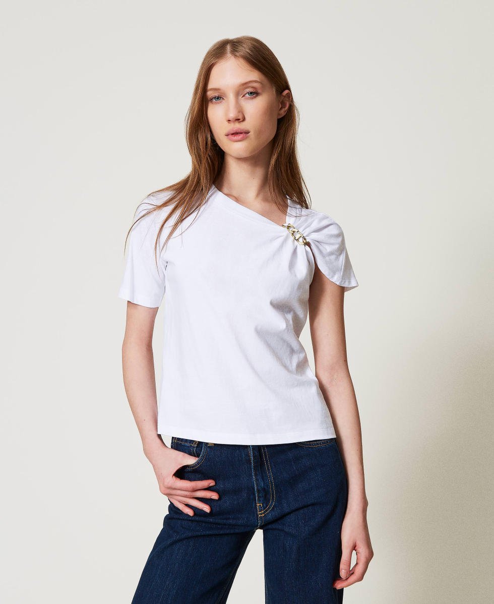 T-shirt avec cha&icirc;ne Oval T Blanc Femme 251TP2640_00001_01